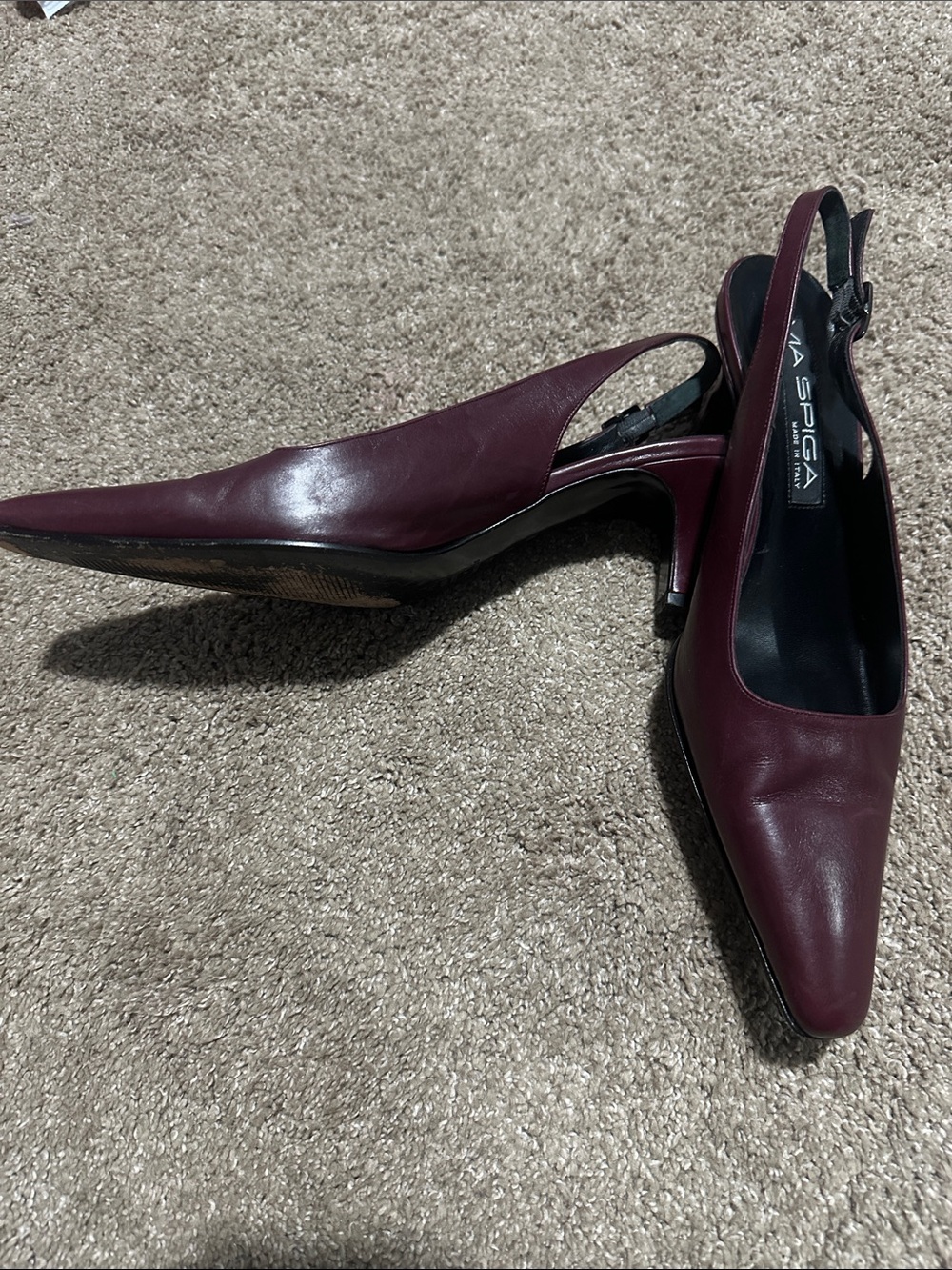 Via Spiga Burgundy Leather Slingback Pumps - Picture 2 of 7